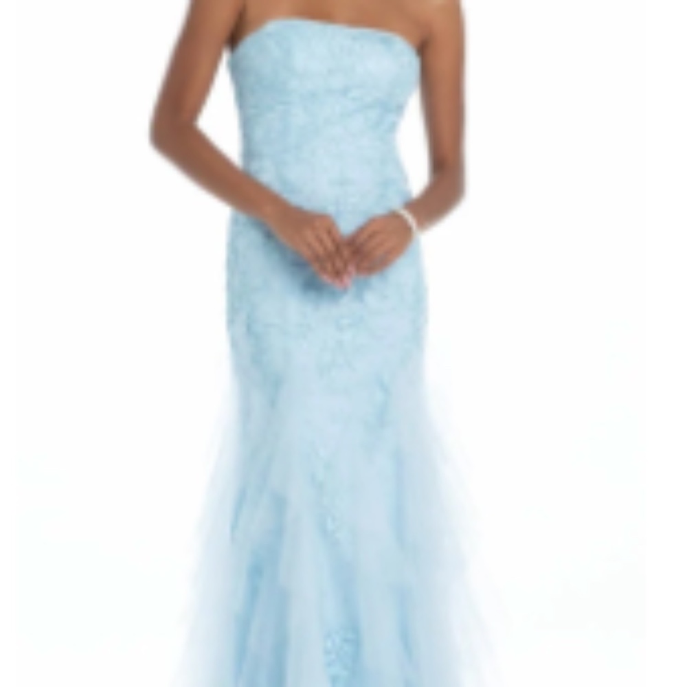 (PROM DRESS) Floral Applique Mesh Sweetheart Dress